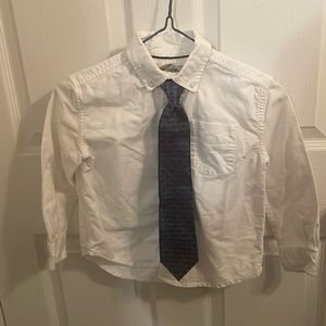 Oxford shirt White Button down long sleeve 100% cotton boys green dog glue tie